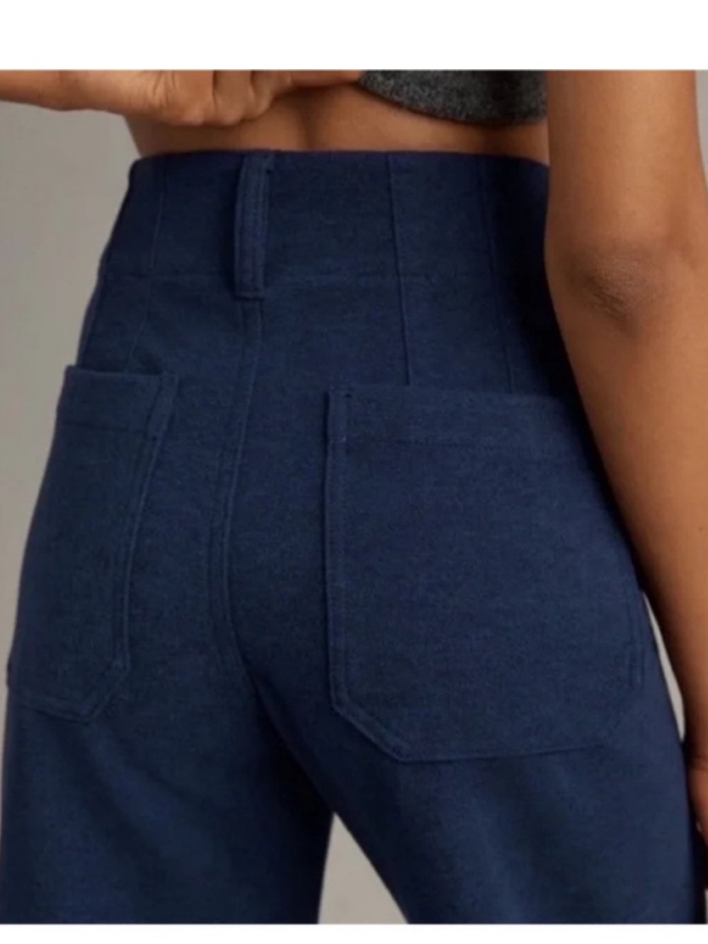 NWT Anthropologie MAEVE The Colette Pant Brushed Knit Wide Leg Blue Crop Sz 31 T - Picture 6 of 16